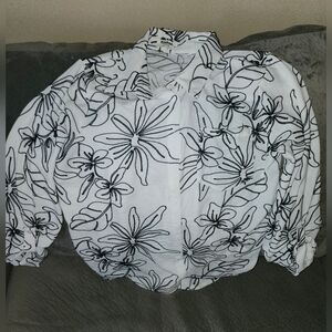 Black Floral Women's Button Down Shirt